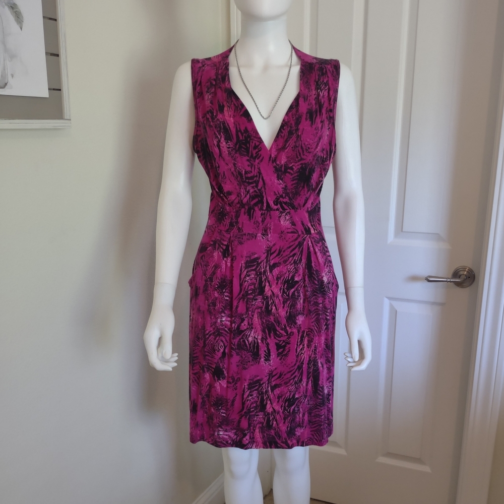 a.n.a. Magenta Pink Dress w Pockets szM V-neck Sleeveless